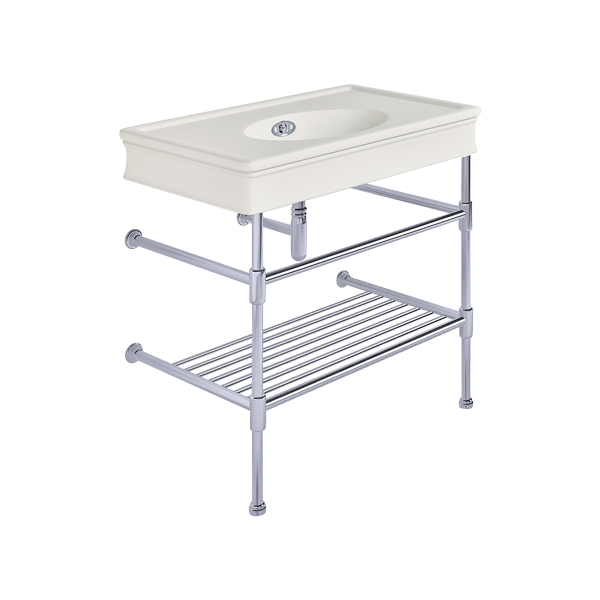 Lonsdale 860mm large basin on basin stand with shelf