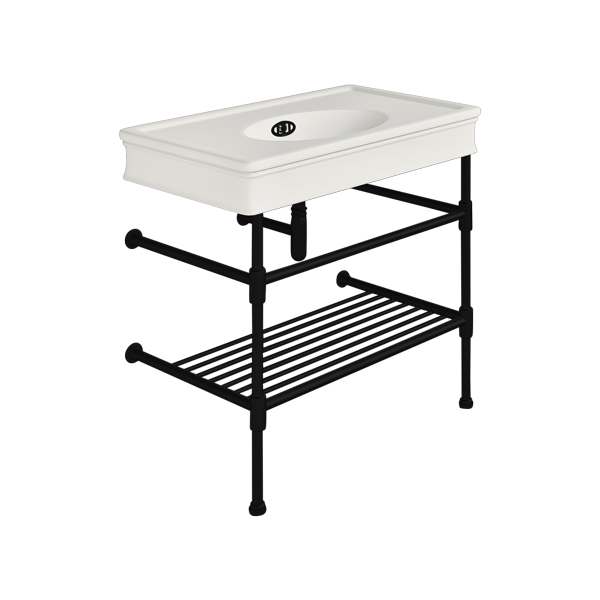 Lonsdale 860mm large basin on basin stand with shelf