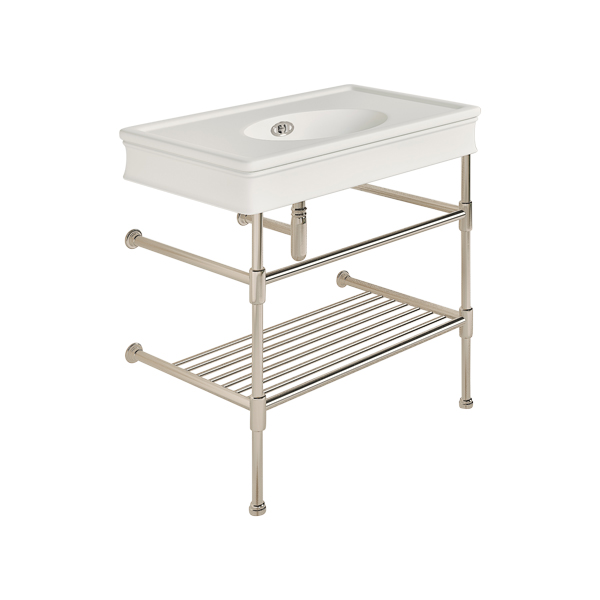 Lonsdale 860mm large basin on basin stand with shelf