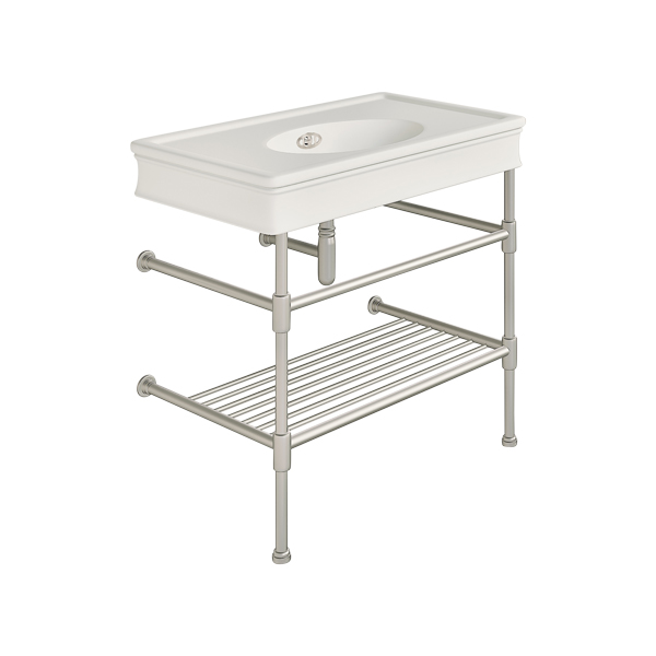 Lonsdale 860mm large basin on basin stand with shelf