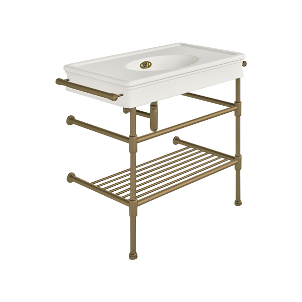 Lonsdale 860mm large basin with rail mount holes on basin stand with shelf