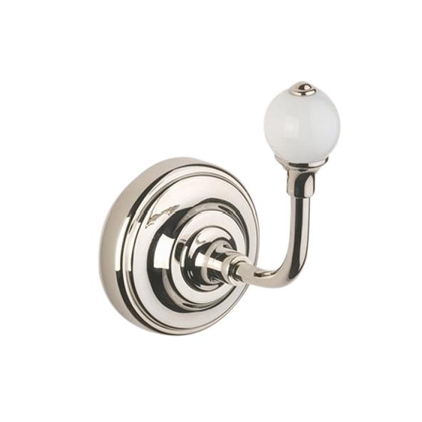 Lonsdale robe hook with white porcelain ball tip