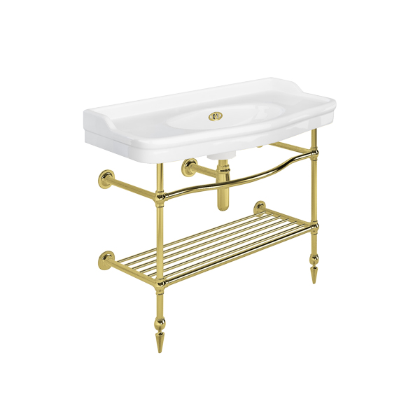 Paris 1020mm basin on basin stand with shelf. Zero, one or three tap holes.