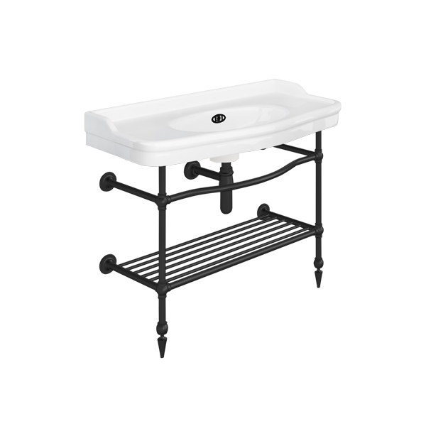 Paris 1020mm basin on basin stand with shelf. Zero, one or three tap holes.