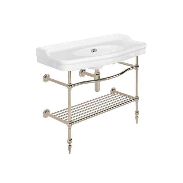 Paris 1020mm basin on basin stand with shelf. Zero, one or three tap holes.