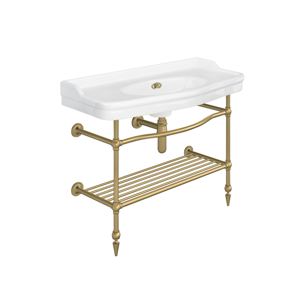 Paris 1020mm basin on basin stand with shelf. Zero, one or three tap holes.