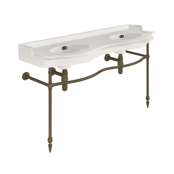 Paris 1410mm double on two leg basin stand. Zero, one or three tap holes.