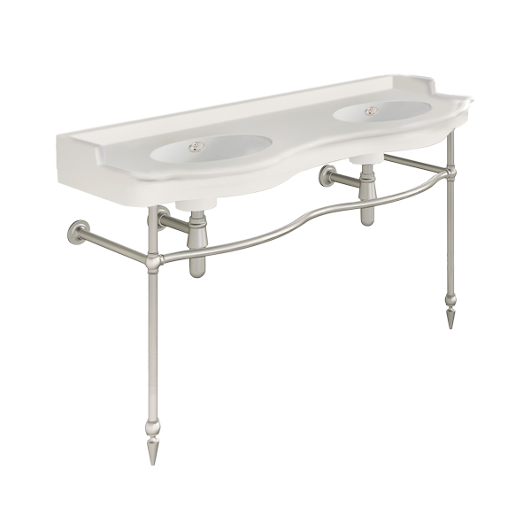 Paris 1410mm double on two leg basin stand. Zero, one or three tap holes.