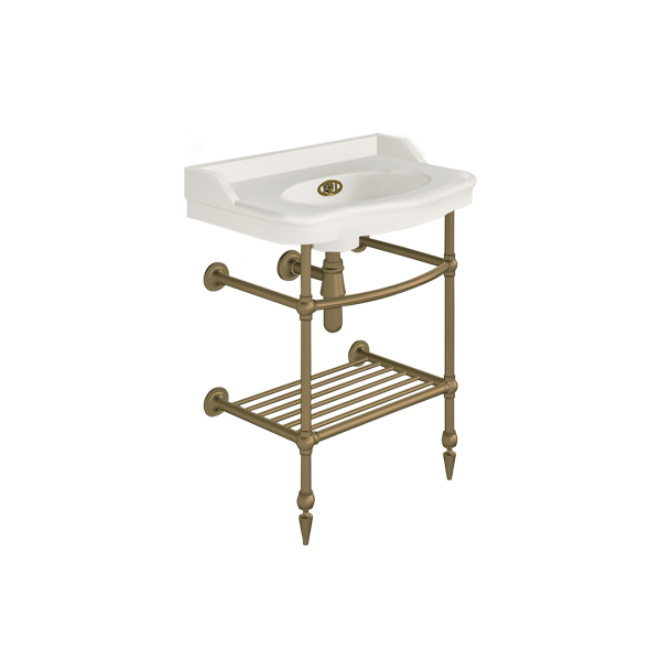 Paris 650mm basin on basin stand with shelf. Zero, one or three tap holes.