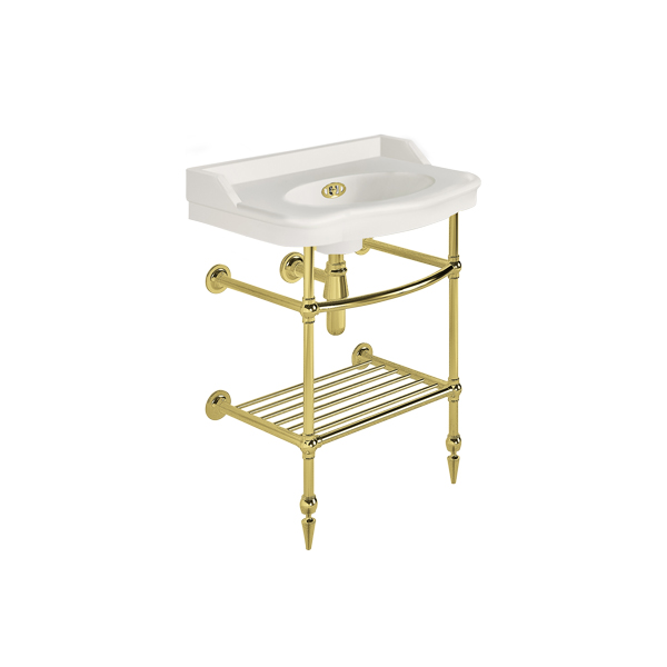 Paris 650mm basin on basin stand with shelf. Zero, one or three tap holes.