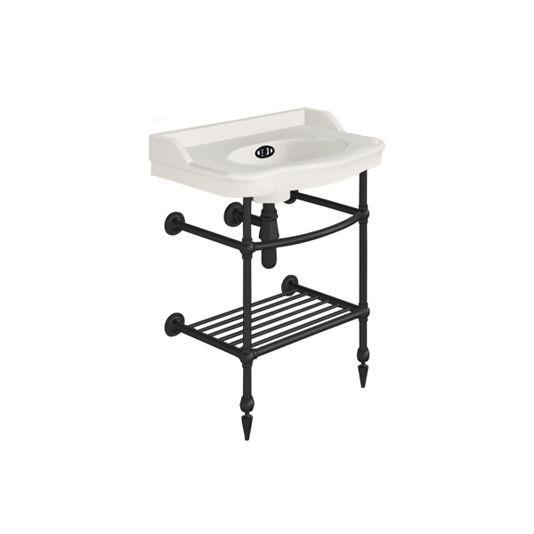 Paris 650mm basin on basin stand with shelf. Zero, one or three tap holes.