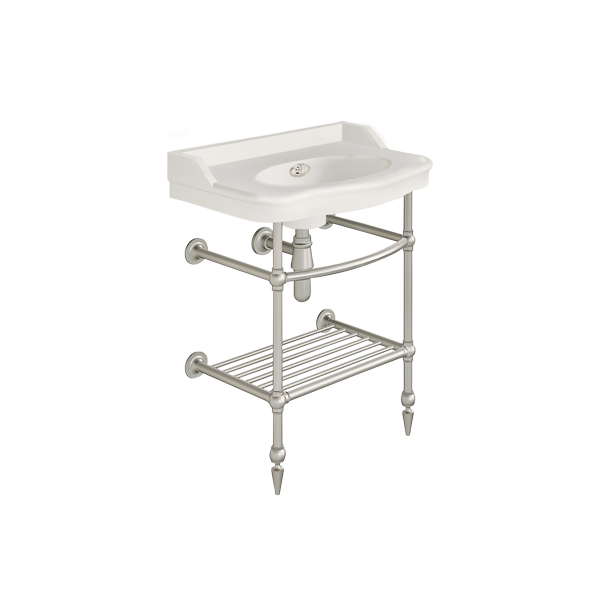 Paris 650mm basin on basin stand with shelf. Zero, one or three tap holes.