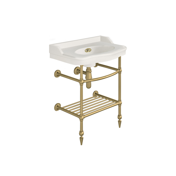 Paris 650mm basin on basin stand with shelf. Zero, one or three tap holes.