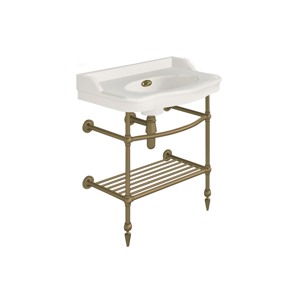 Paris 760mm basin on basin stand with shelf. Zero, one or three tap holes.