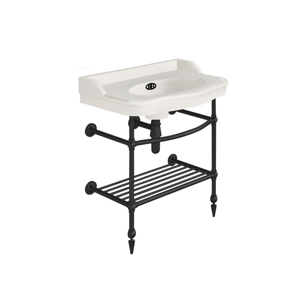 Paris 760mm basin on basin stand with shelf. Zero, one or three tap holes.