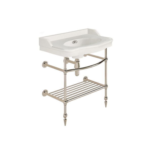 Paris 760mm basin on basin stand with shelf. Zero, one or three tap holes.