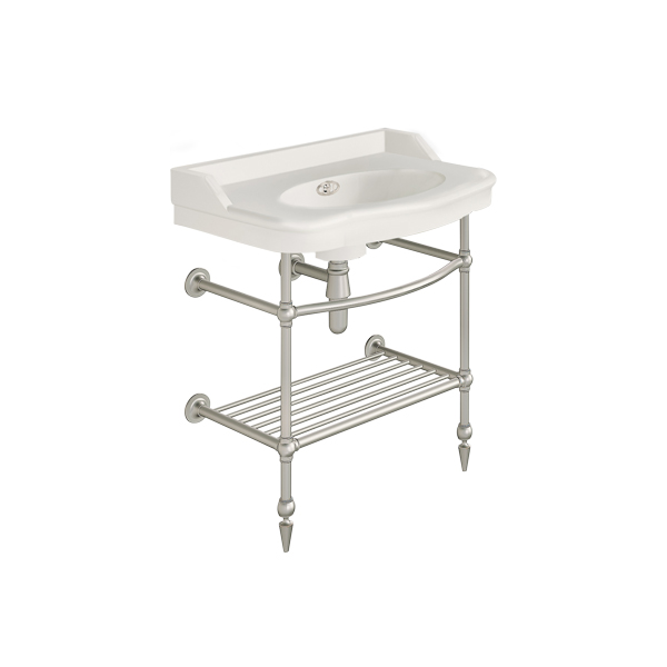 Paris 760mm basin on basin stand with shelf. Zero, one or three tap holes.