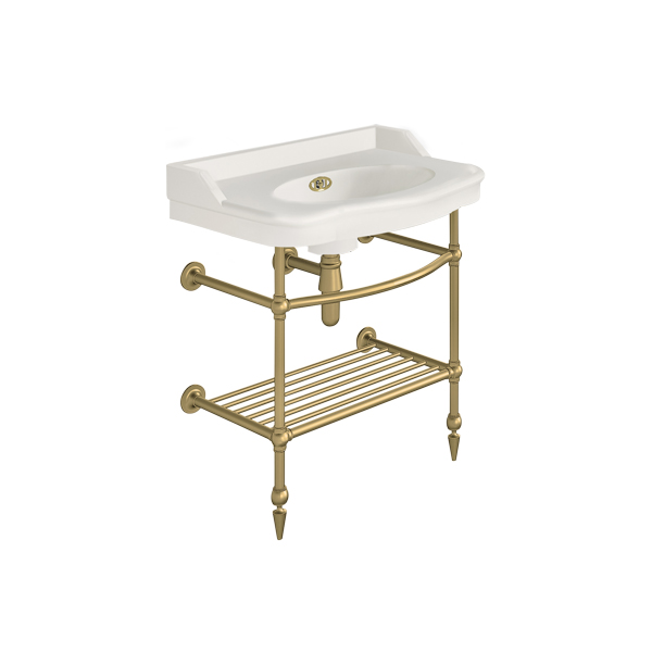 Paris 760mm basin on basin stand with shelf. Zero, one or three tap holes.