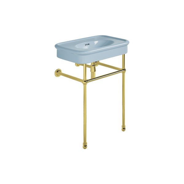 Rockwell 610mm Powder Blue basin on Basin Stand. Zero, one or three tap holes.