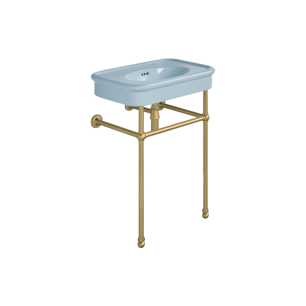 Rockwell 610mm Powder Blue basin on Basin Stand. Zero, one or three tap holes.