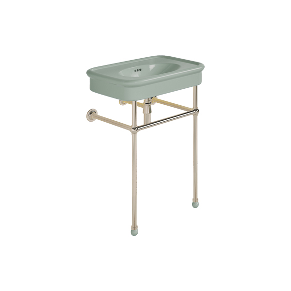 Rockwell 610mm Willow Green basin on Basin Stand. Zero, one or three tap holes.