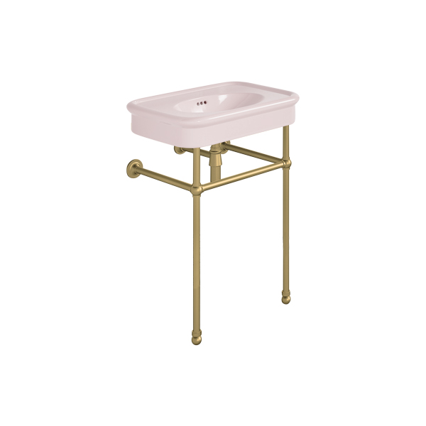 Rockwell 610mm Pale Pink basin on basin stand. Zero, one or three tap holes.