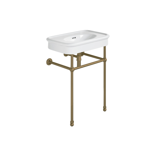 Rockwell 610mm White basin on basin stand. Zero, one or three tap holes.