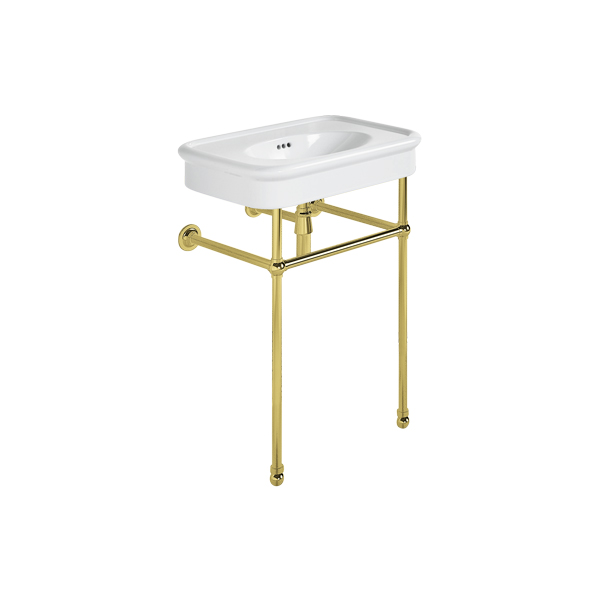 Rockwell 610mm White basin on basin stand. Zero, one or three tap holes.