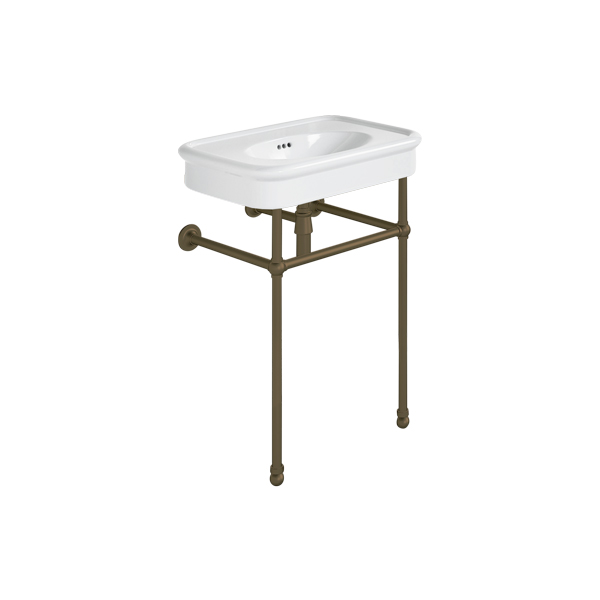 Rockwell 610mm White basin on basin stand. Zero, one or three tap holes.