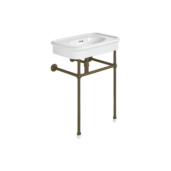 Rockwell 610mm White basin on basin stand. Zero, one or three tap holes.