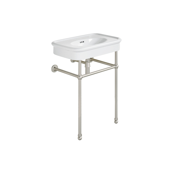 Rockwell 610mm White basin on basin stand. Zero, one or three tap holes.