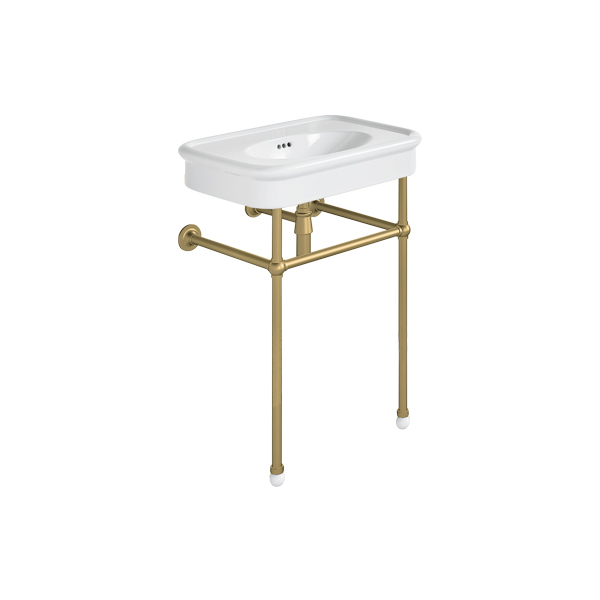 Rockwell 610mm White basin on basin stand. Zero, one or three tap holes.