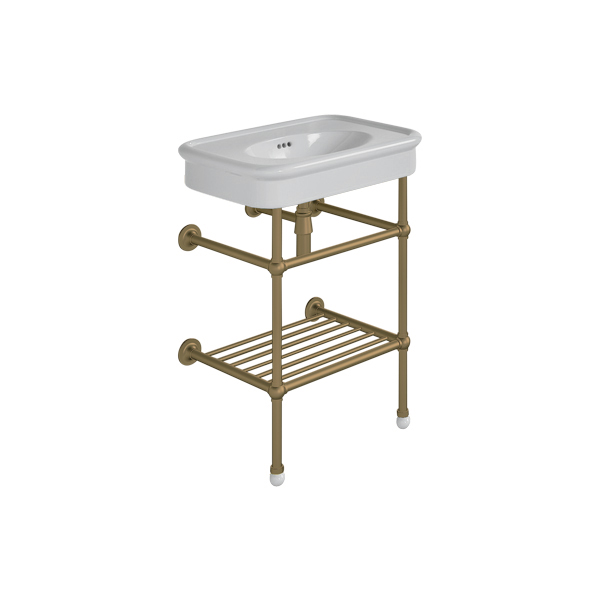 Rockwell 610mm Seattle Grey basin on basin stand with shelf. One or three tap holes.