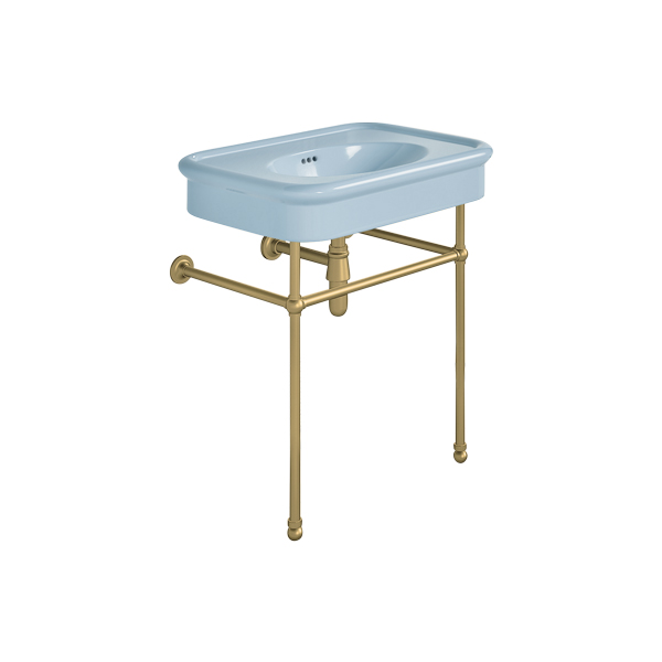 Rockwell 750mm Powder Blue basin on basin stand. Zero, one or three tap holes