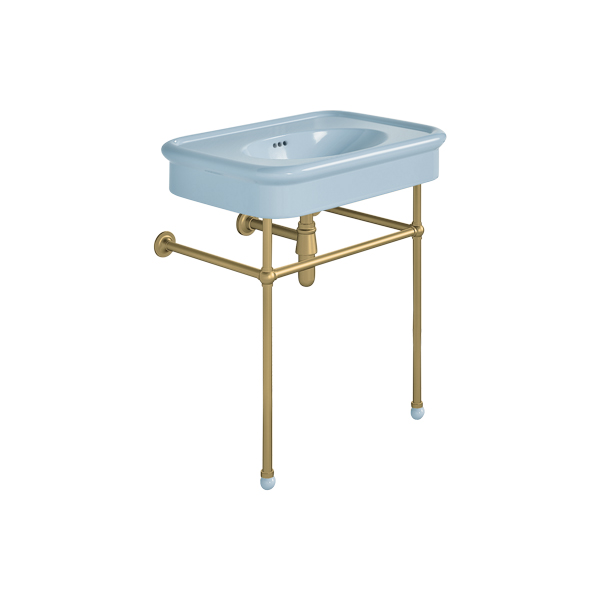 Rockwell 750mm Powder Blue basin on basin stand. Zero, one or three tap holes