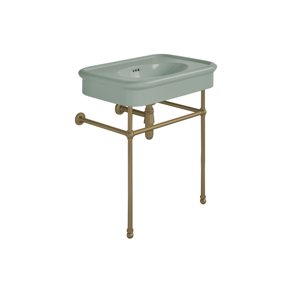 Rockwell 750mm Willow Green basin on basin stand. Zero, one or three tap holes