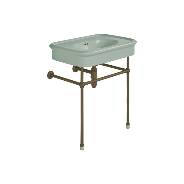 Rockwell 750mm Willow Green basin on basin stand. Zero, one or three tap holes