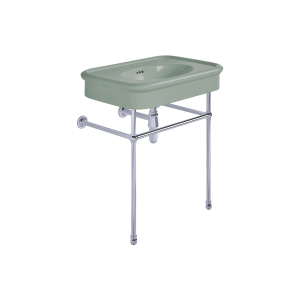 Rockwell 750mm Willow Green basin on basin stand. Zero, one or three tap holes