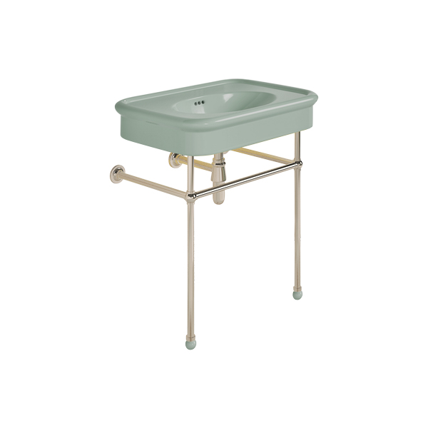 Rockwell 750mm Willow Green basin on basin stand. Zero, one or three tap holes