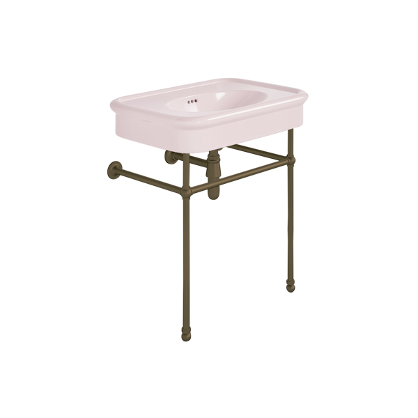 Rockwell 750mm Pale Pink basin on basin stand. Zero, one or three tap holes