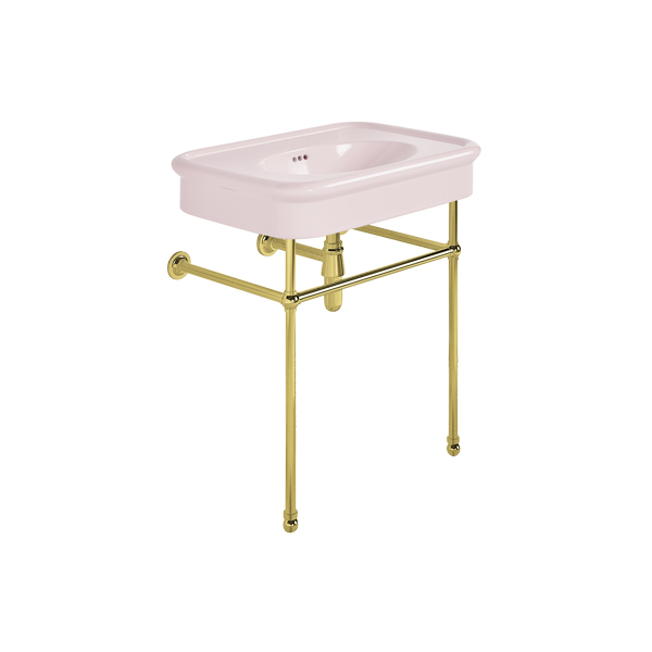 Rockwell 750mm Pale Pink basin on basin stand. Zero, one or three tap holes