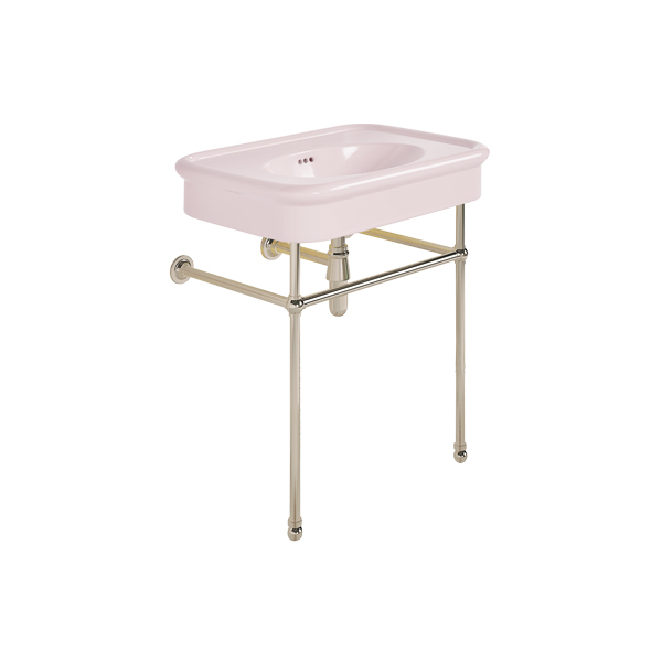 Rockwell 750mm Pale Pink basin on basin stand. Zero, one or three tap holes