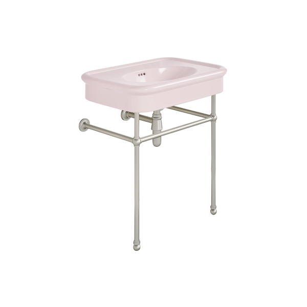 Rockwell 750mm Pale Pink basin on basin stand. Zero, one or three tap holes