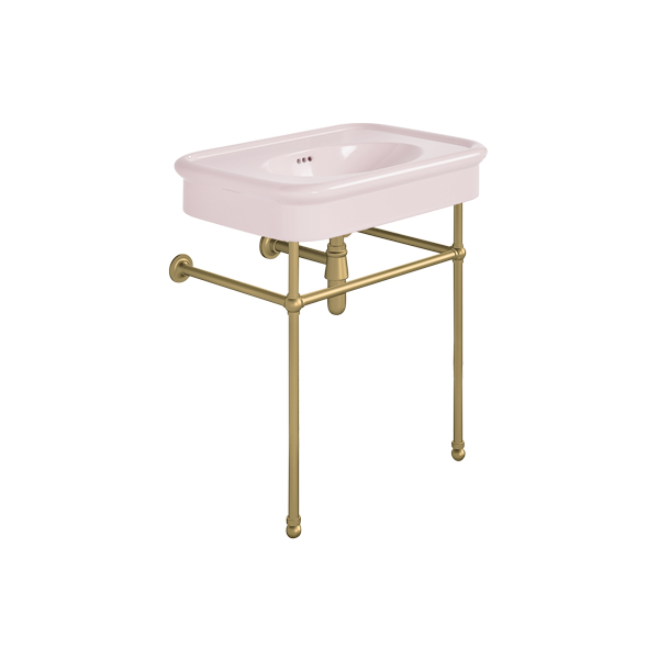 Rockwell 750mm Pale Pink basin on basin stand. Zero, one or three tap holes
