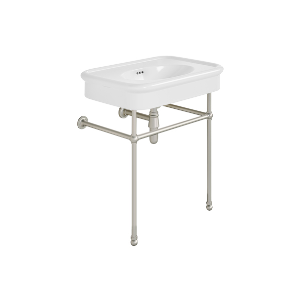 Rockwell 750mm White basin on basin stand. Zero, one or three tap holes