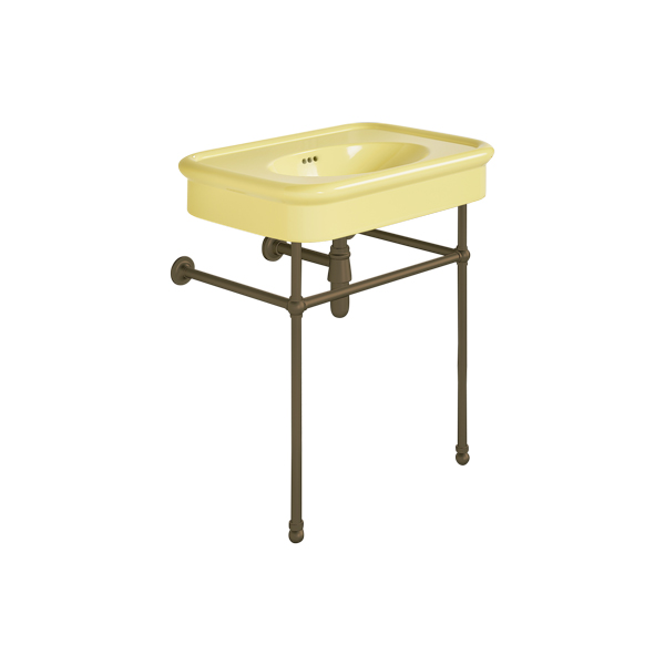 Rockwell 750mm Sherbet Yellow basin on basin stand. Zero, one or three tap holes