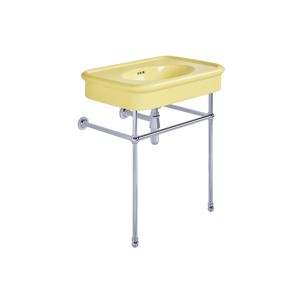 Rockwell 750mm Sherbet Yellow basin on basin stand. Zero, one or three tap holes