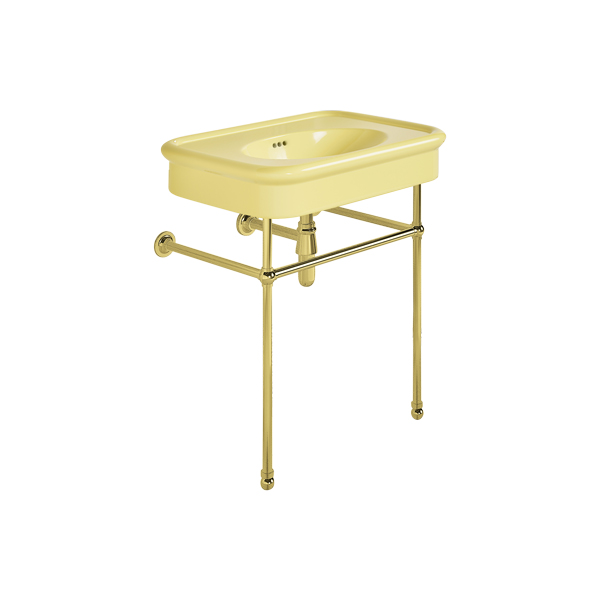 Rockwell 750mm Sherbet Yellow basin on basin stand. Zero, one or three tap holes