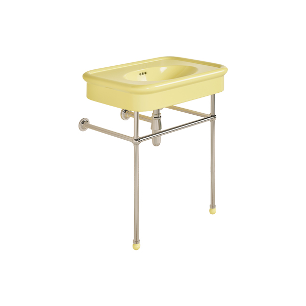 Rockwell 750mm Sherbet Yellow basin on basin stand. Zero, one or three tap holes