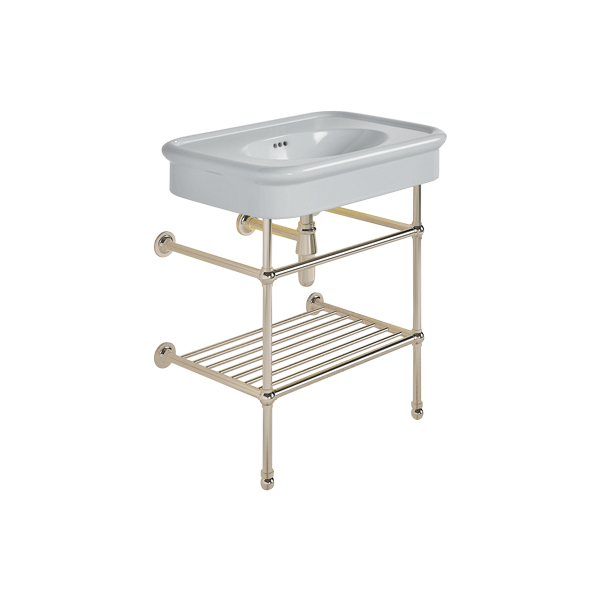 Rockwell 750mm Seattle Grey basin on basin stand with shelf. One or three tap holes